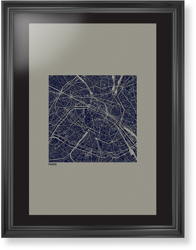 Paris Map Framed Print, Black, Classic, Black, Black, Single piece, 24x36, Multicolor