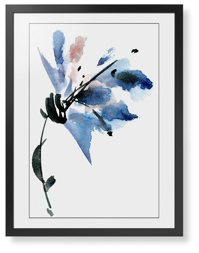 Watercolor Flower Framed Print, Black, Contemporary, Black, White, Single piece, 24x36, Multicolor