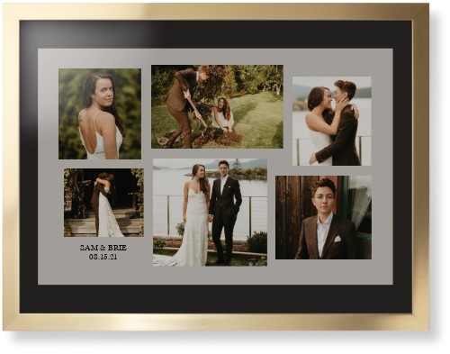 Gallery Collage of Six Framed Print, Matte Gold, Contemporary, Black, Black, Single piece, 24x36, Multicolor