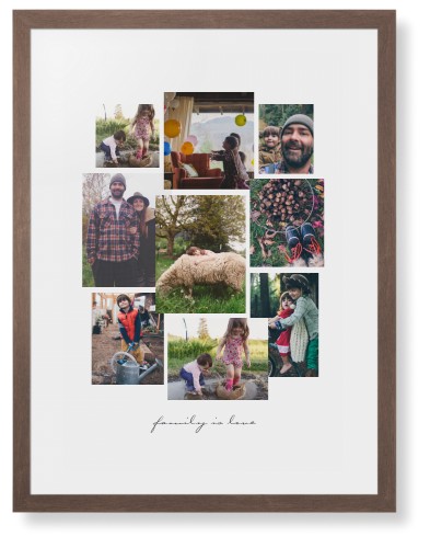 Gallery Collage of Nine Framed Print, Walnut, Contemporary, None, White, Single piece, 24x36, White