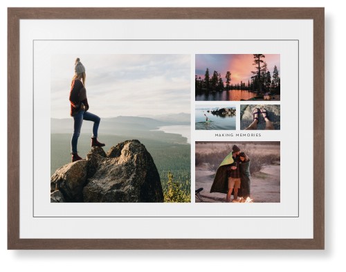 Hero Collage Framed Print, Walnut, Contemporary, Black, White, Single piece, 24x36, Multicolor