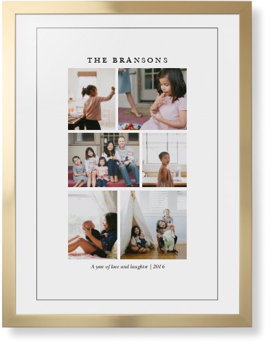 Gallery Montage of Memories Framed Print, Matte Gold, Contemporary, Black, White, Single piece, 24x36, White