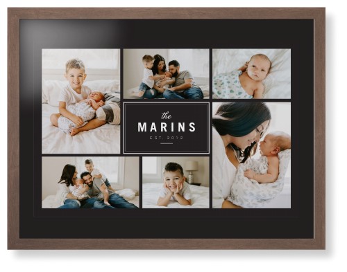 Contemporary Family Collage Framed Print, Walnut, Contemporary, Black, Black, Single piece, 24x36, Blue