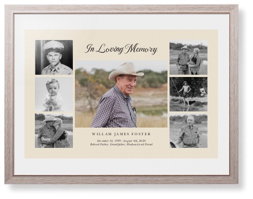 Gallery of Seven Memorial Framed Print, Rustic, Modern, None, White, Single piece, 24x36, Multicolor, multi