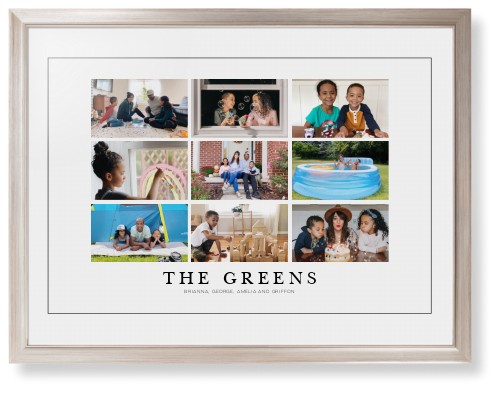 Modern Grid Gallery of Nine Framed Print, Metallic, Modern, Black, White, Single piece, 24x36, Multicolor