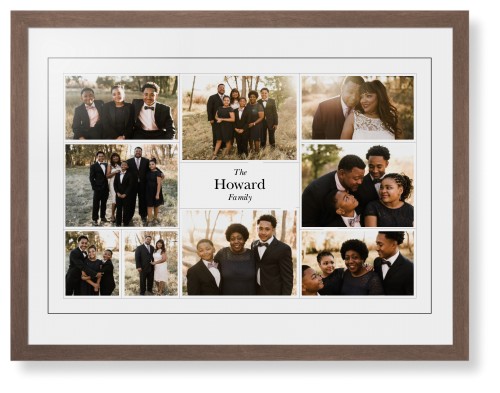 Modern Family Collage Framed Print, Walnut, Contemporary, Black, White, Single piece, 24x36, White