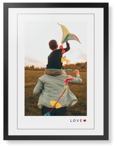 Modern Love Heart Portrait Framed Print, Black, Contemporary, Black, White, Single piece, 24x36, White