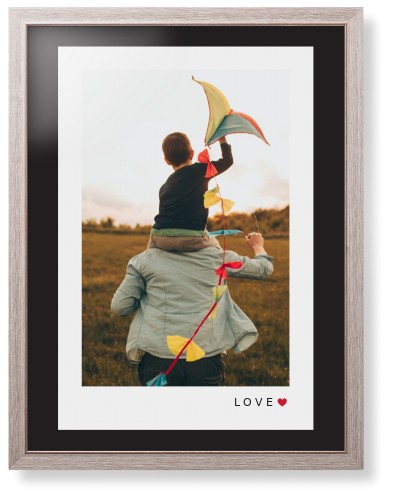 Modern Love Heart Portrait Framed Print, Rustic, Modern, None, Black, Single piece, 24x36, White