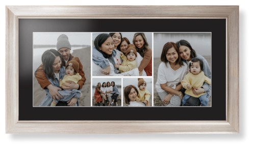 Gallery of Five Panoramic Framed Print, Metallic, Modern, White, Black, Single piece, 10x24, Multicolor, multi