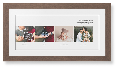 Family Timeline Framed Print, Walnut, Contemporary, Black, White, Single piece, 10x24, White