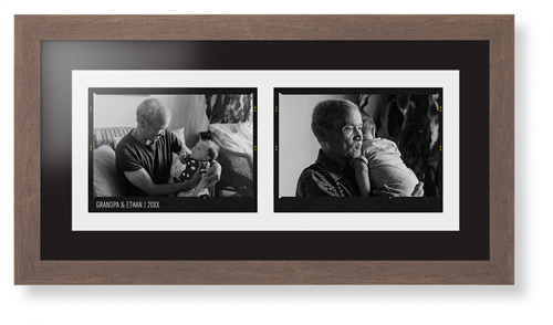 Film Frame Framed Print, Walnut, Contemporary, Black, Black, Single piece, 10x24, White, white