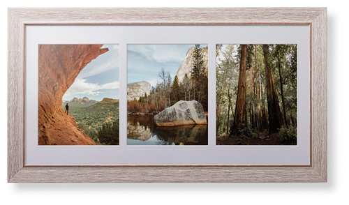 Triple Portrait Deluxe Mat Framed Print, Rustic, Modern, White, Single piece, 14x28, Multicolor