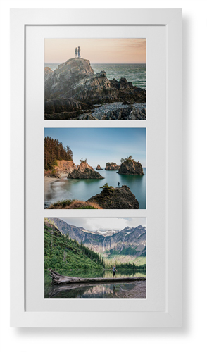 Triple Landscape Deluxe Mat Framed Print, White, Contemporary, White, Single piece, 14x28, Multicolor