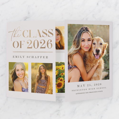 Grad Fold Graduation Announcement, Grey, Gate Fold, Matte, Folded Smooth Cardstock, Square, Whisper Gray