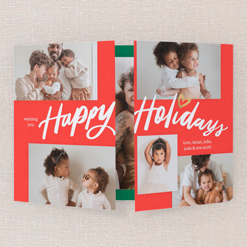 Peaceful Harmony Holiday Card, Red, Gate Fold, Holiday, Pearl Shimmer Cardstock, Square, Fire Engine