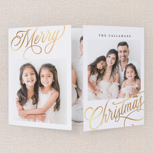 Golden Blessings Holiday Card, White, Gate Fold, Christmas, Matte, Folded Smooth Cardstock, Square, White