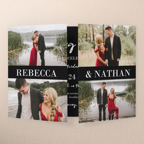 Sacred Union Wedding Invitation, Black, Gate Fold, Matte, Folded Smooth Cardstock, Square