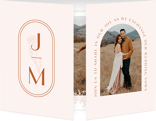 Soft Silhouette Wedding Invitation, Brown, Gate Fold, Matte, Folded Smooth Cardstock, Square