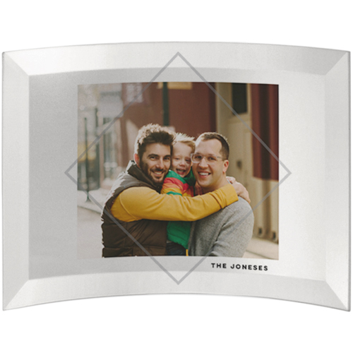 Geo Frame Curved Glass Print, 5x7, Curved, White