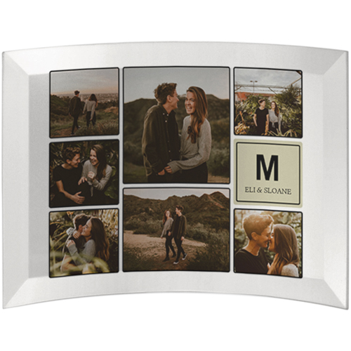 Pictogram Initial Curved Glass Print, 5x7, Curved, Beige