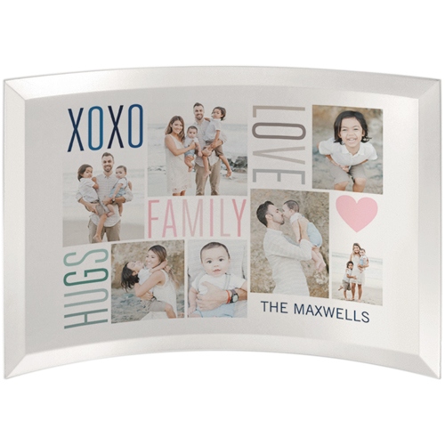 Watercolor Family Love Hugs Curved Glass Print, 7x10, Curved, White, white