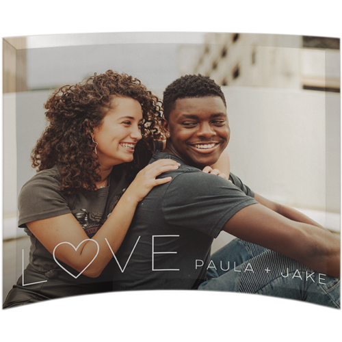 Love Heart Outline Curved Glass Print, 10x12, Curved, White