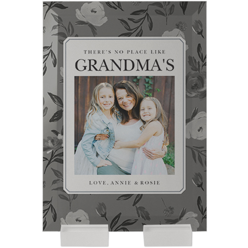 Floral Love Flat Glass Print, 5x7, Flat, Gray, gray