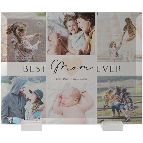 Heart Best Mom Flat Glass Print, 8x10, Flat, Beige, elderflower