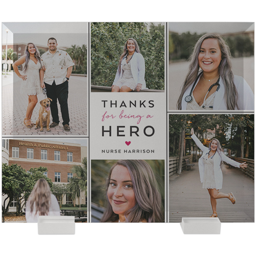 Thank You Hero Collage Flat Glass Print, 8x10, Flat, Red