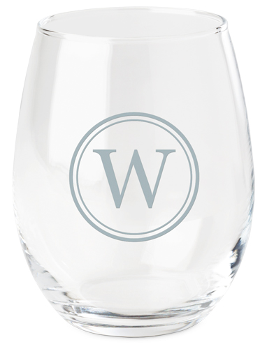 Circle Monogram Wine Glass, Etched Wine, White