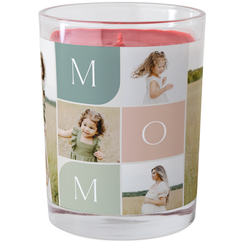 Mom Color Grid Glass Candle, Glass, Fireside Spice, 9oz, White, white