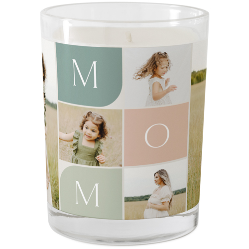 Mom Color Grid Glass Candle, Glass, Ocean Breeze, 9oz, White