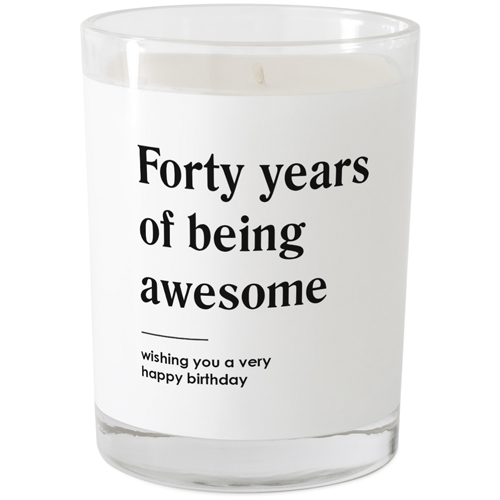 Modern Birthday Text Glass Candle, Glass, Grapefruit Blossom, 9oz, White, white
