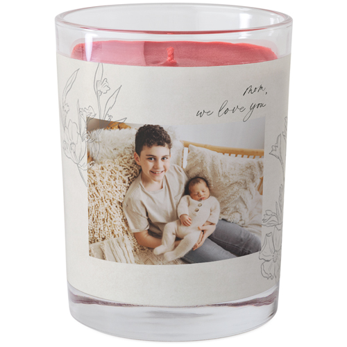 Neutral Floral Glass Candle, Glass, Fireside Spice, 9oz, Black, black