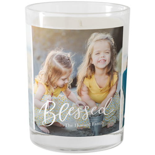 Contemporary Blessed Trio Glass Candle, Glass, Grapefruit Blossom, 9oz, White