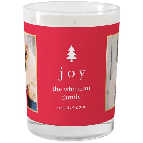Simple Evergreen Joy Glass Candle, Glass, Unscented, 9oz, Red