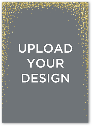 Upload Your Own Snowfall Thank You Card, White, Antique Gold Glitter, Matte, Signature Smooth Cardstock, Square, White