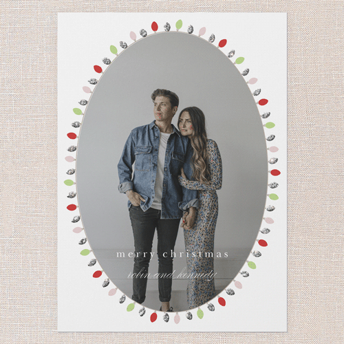 Light Hoop Holiday Card, White, Write Your Own, Silver Glitter, Matte, Signature Smooth Cardstock, Square, White