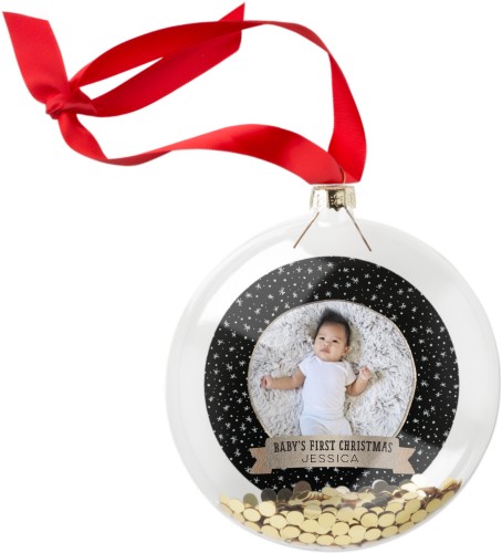 Magical Snowfall Glitter Ornament, Brown, Circle