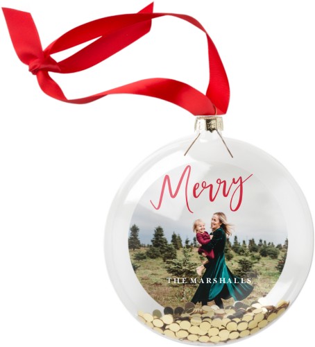 Simply Merry Glitter Ornament, Red, Circle
