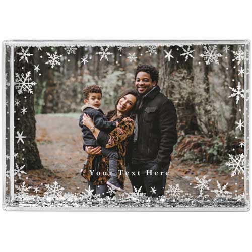 Snowflake Border Glitter Block, White
