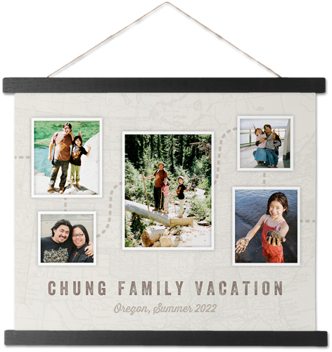 On the Map Hanging Canvas Print, Black, 11x14, Beige, antique white