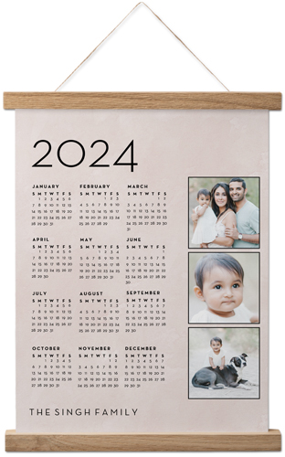 Photo Calendar Hanging Canvas Print, Natural, 11x14, Pink