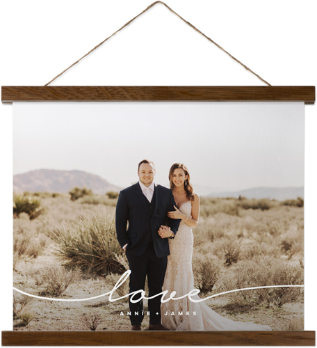 Modern Scripted Love Hanging Canvas Print, Walnut, 11x14, White