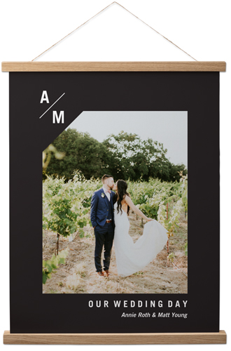 Modern and Minimal Monogram Hanging Canvas Print, Natural, 16x20, Gray, charcoal