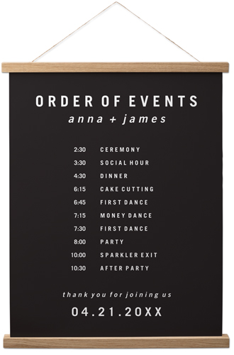 Modern and Minimal Order of Events Hanging Canvas Print, Natural, 16x20, Gray