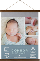 welcome baby boy hanging canvas print
