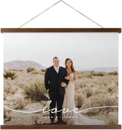 Modern Scripted Love Hanging Canvas Print, Walnut, 16x20, White