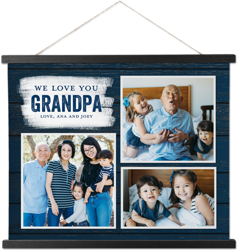 Brushed Collage Hanging Canvas Print, Black, 16x20, Blue, navy