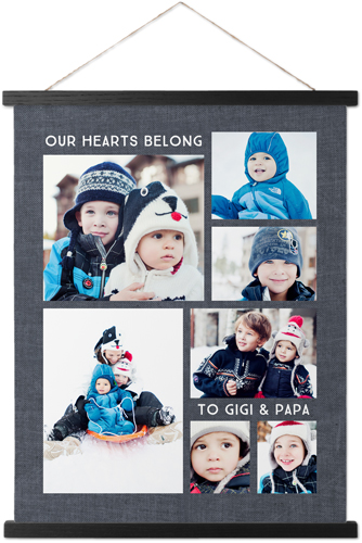 Hearts Belong Collage Hanging Canvas Print, Black, 16x20, Black